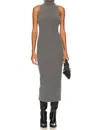 Enza Costa Rib Sleeveless Turtleneck Sweater Dress In Gray In Gray