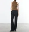 Enza Costa Rib Sleeveless Turtleneck Sweater In Olive In Green