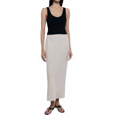 ENZA COSTA RIB SWEATER KNIT CROPPED SCOOP TANK IN BLACK