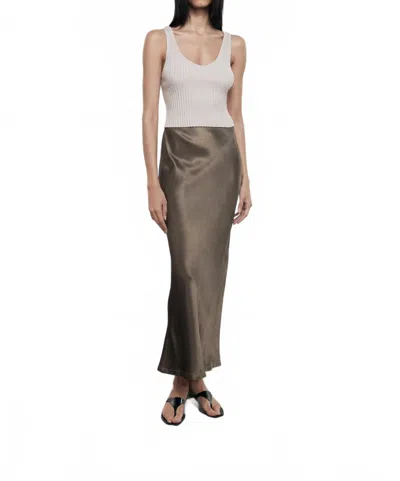 Enza Costa Rib Sweater Knit Cropped Scoop Tank In Flax In White