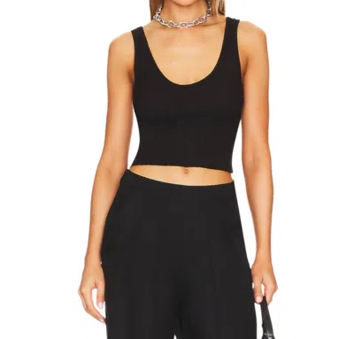 Enza Costa Rib Sweater Knit Scoop Tank Top In Black