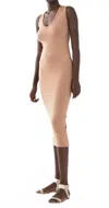 Enza Costa Rib Tank Dress In Oatmilk In Neutral