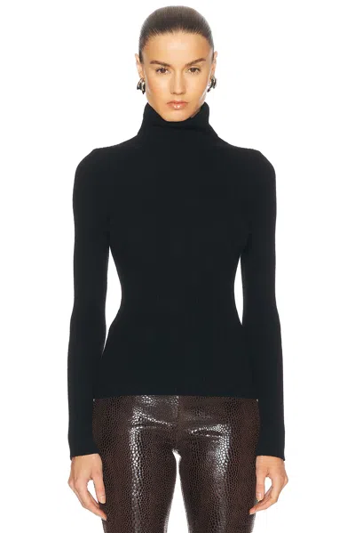 Enza Costa Rib Turtleneck Sweater In Black