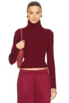 Enza Costa Rib Turtleneck Sweater In Ruby