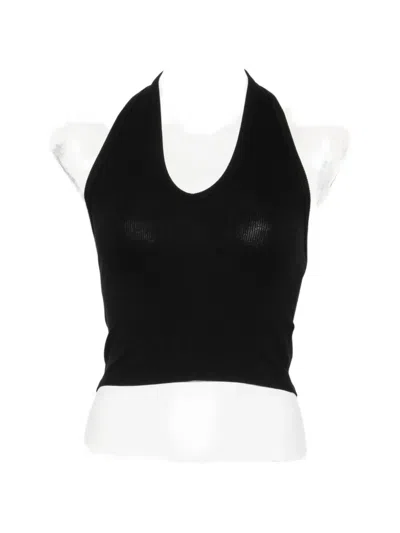 Enza Costa Ribbed Halterneck Top In Black