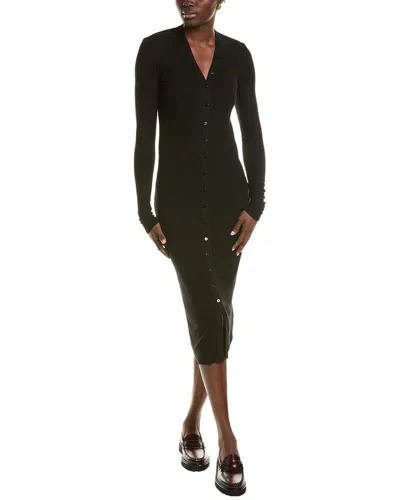 Enza Costa Ribbed Midi Cardigan Dress In Black