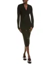 Enza Costa Ribbed Midi Cardigan Dress In Black