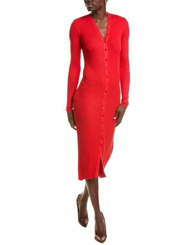 Enza Costa Ribbed Silk-blend Midi Cardigan Dress In Orange
