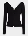Enza Costa Ribbed Viscose-blend V Cardigan In Black