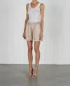 Shop Enza Costa Satin Bermuda Short In Khaki In Beige
