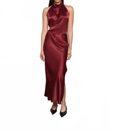 Enza Costa Satin Bias Cut Skirt In Ruby In Burgundy