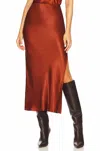 Enza Costa Satin Bias Cut Skirt In Umber In Multi