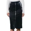 Enza Costa Satin Finish Leather Skirt In Black In Black