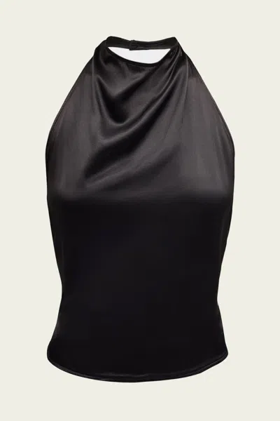 Enza Costa Satin Halter Top In Black In Multi