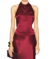 Enza Costa Satin Halter Top In Ruby In Red