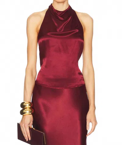 Enza Costa Satin Halter Top In Ruby In Red
