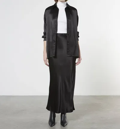 Enza Costa Satin Shirt In Black