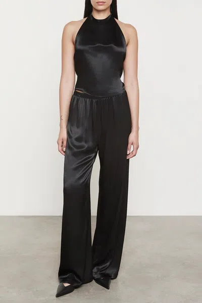 Enza Costa Satin Wide Leg In Black In Multi