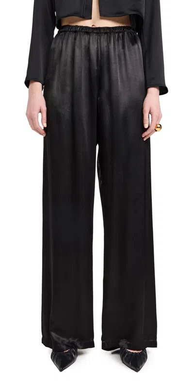Enza Costa Satin Wide Leg Pants Black