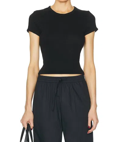 Enza Costa Scallop Edge Pointelle Cap Sleeve In Black