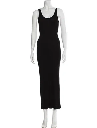 Pre-owned Enza Costa Scoop Neck Long Dress In Black