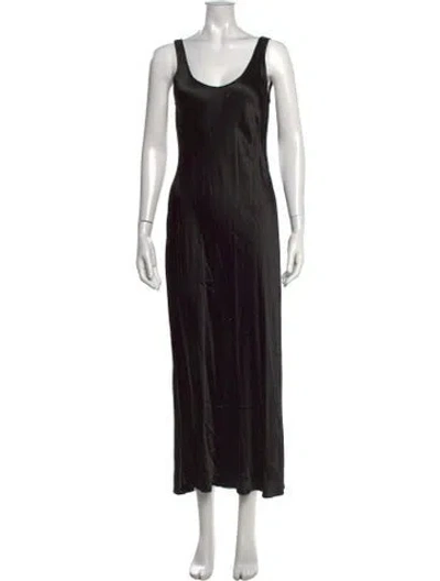 Pre-owned Enza Costa Scoop Neck Long Dress In Black