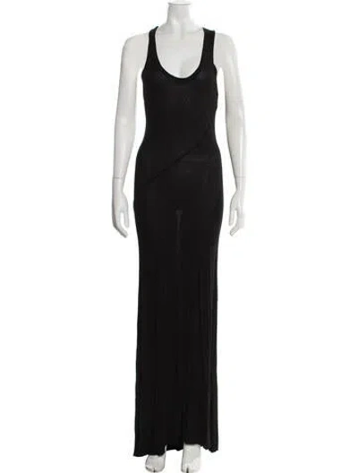 Pre-owned Enza Costa Scoop Neck Long Dress In Black
