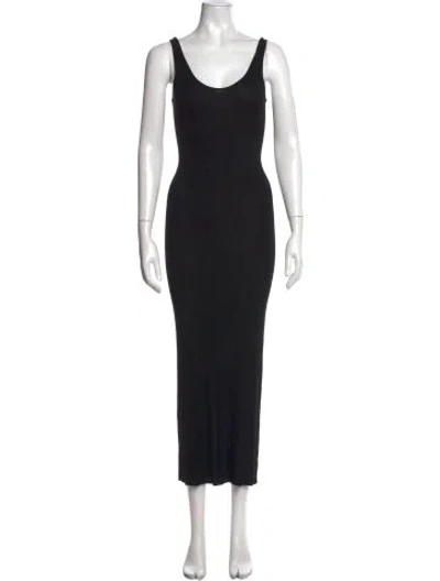 Pre-owned Enza Costa Scoop Neck Long Dress In Black