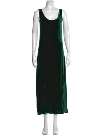 Pre-owned Enza Costa Scoop Neck Long Dress In Black/green