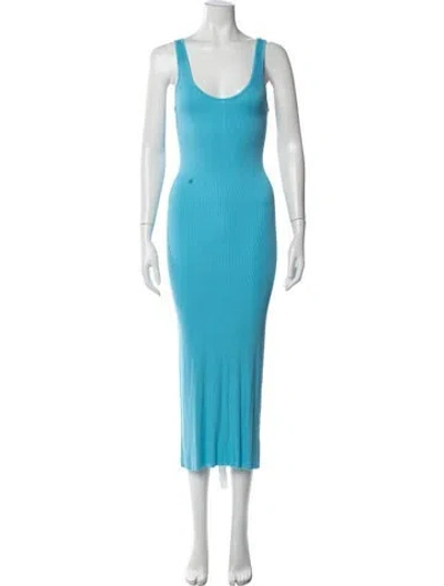 Pre-owned Enza Costa Scoop Neck Long Dress In Blue