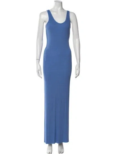 Pre-owned Enza Costa Scoop Neck Long Dress In Blue