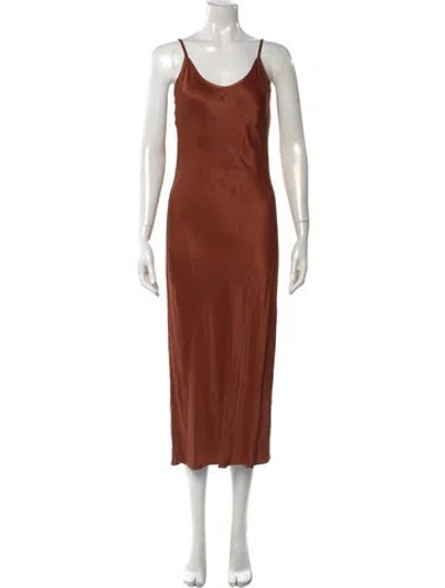 Pre-owned Enza Costa Scoop Neck Long Dress In Brown