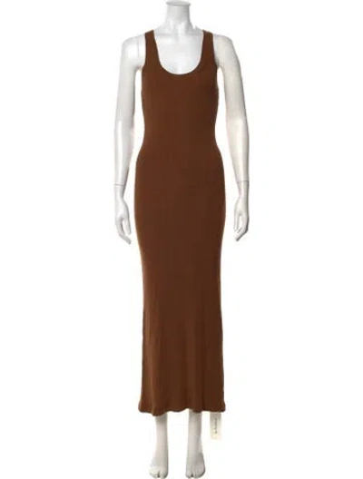 Pre-owned Enza Costa Scoop Neck Long Dress In Brown