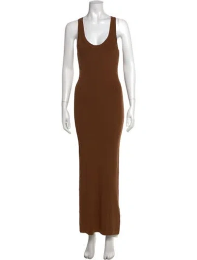 Pre-owned Enza Costa Scoop Neck Long Dress In Brown