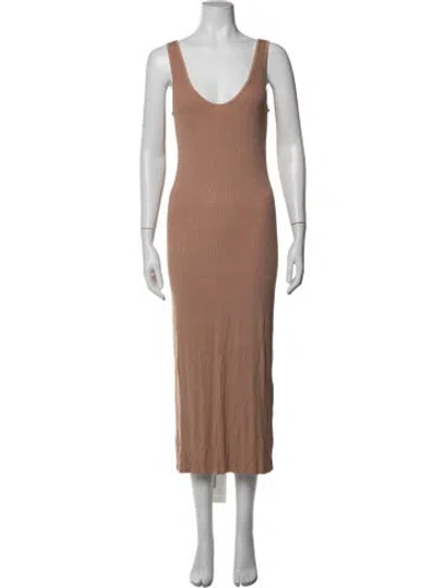 Pre-owned Enza Costa Scoop Neck Long Dress In Brown