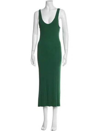 Pre-owned Enza Costa Scoop Neck Long Dress In Green
