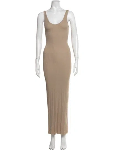 Pre-owned Enza Costa Scoop Neck Long Dress In Neutrals