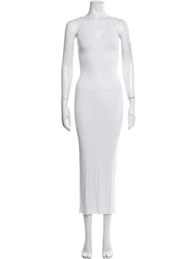 Pre-owned Enza Costa Scoop Neck Long Dress In White