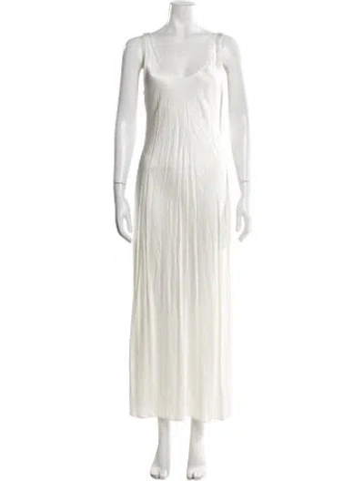 Pre-owned Enza Costa Scoop Neck Long Dress In White