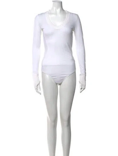 Pre-owned Enza Costa Scoop Neck Long Sleeve Bodysuit In Black