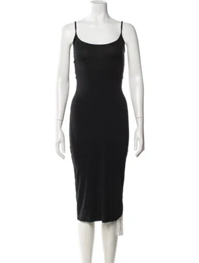 Pre-owned Enza Costa Scoop Neck Midi Length Dress In Black/blue