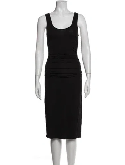 Pre-owned Enza Costa Scoop Neck Midi Length Dress In Black/white