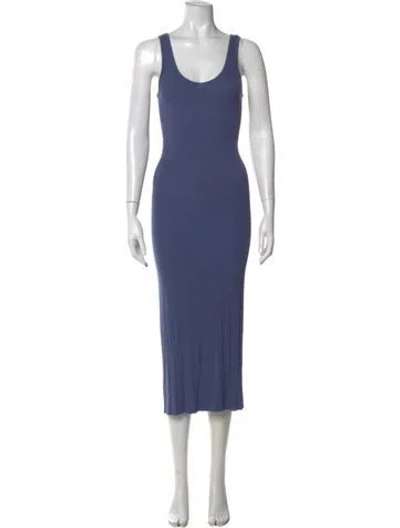 Pre-owned Enza Costa Scoop Neck Midi Length Dress In Blue