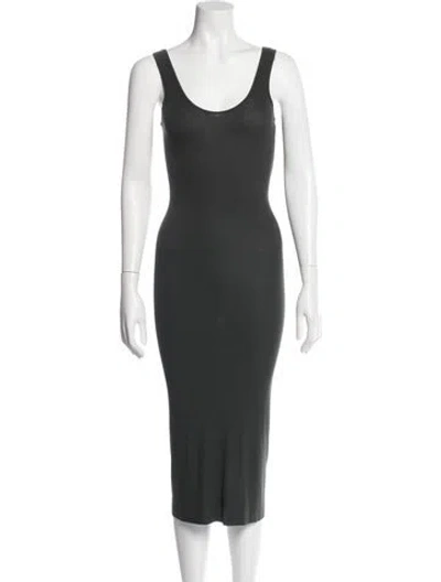 Pre-owned Enza Costa Scoop Neck Midi Length Dress In Blue