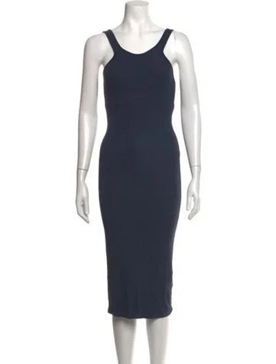 Pre-owned Enza Costa Scoop Neck Midi Length Dress In Blue