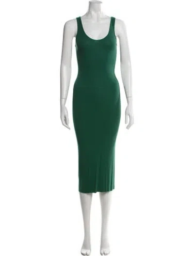 Pre-owned Enza Costa Scoop Neck Midi Length Dress In Green