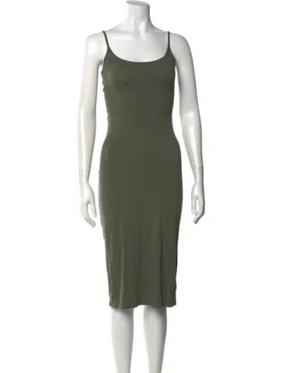 Pre-owned Enza Costa Scoop Neck Midi Length Dress In Green