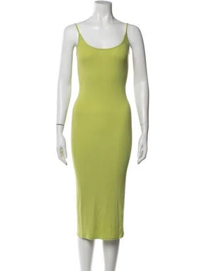 Pre-owned Enza Costa Scoop Neck Midi Length Dress In Green