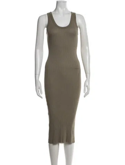 Pre-owned Enza Costa Scoop Neck Midi Length Dress In Green