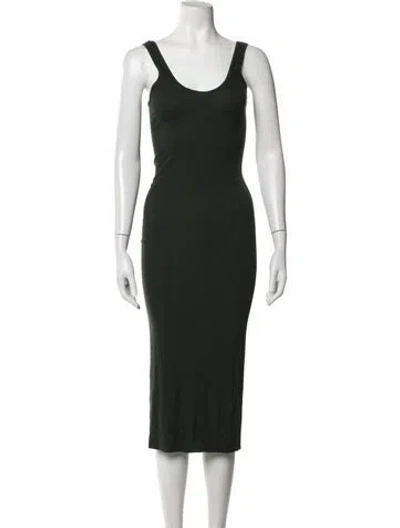 Pre-owned Enza Costa Scoop Neck Midi Length Dress In Green